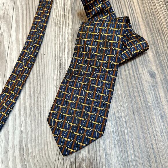Vintage Brooks Brothers Makers Neck Tie Horse Stirrup Equestrian 100% Silk USA‎ - Picture 3 of 6